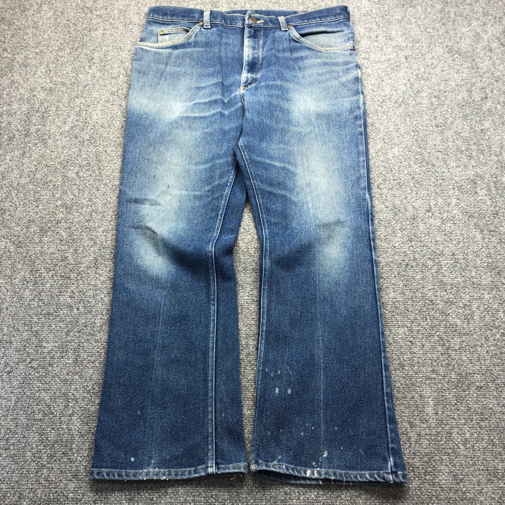 Vintage Lee Bootcut Jeans Mens 38x30 Blue Denim Made in USA Union Made 202-2046